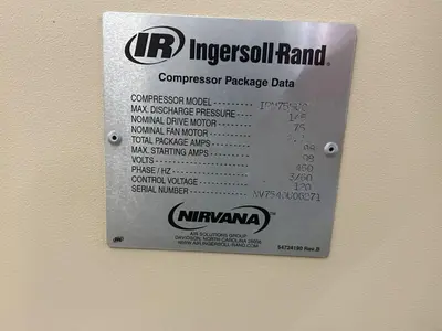 Used INGERSOLL RAND IRN75H-CC Rotary Screw & Sliding Vane Air Compressors Georgia US | The Equipment Hub #245933