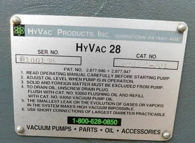 USED HYVAC PRODUCTS HYVAC28