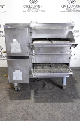 2019 MIDDLEBY MARSHALL DOUBLE STACK PROPANE GAS SPLIT BELT PIZZA CONVEYOR OVEN MODEL PS638G