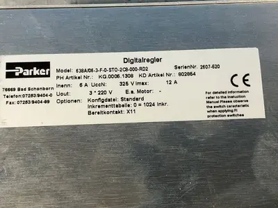 Used PARKER 638A/063F0STO2C8000RD2 Servo Drives Ohio US | HGR 24 #1572148