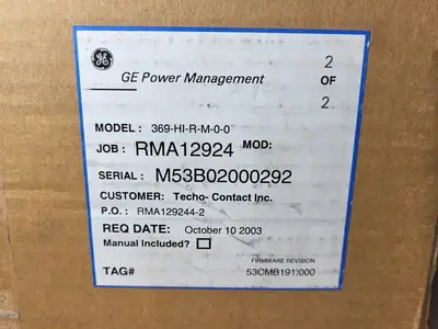 NEW 2003 GE MULTILIN 369-HI-R-M-0-0