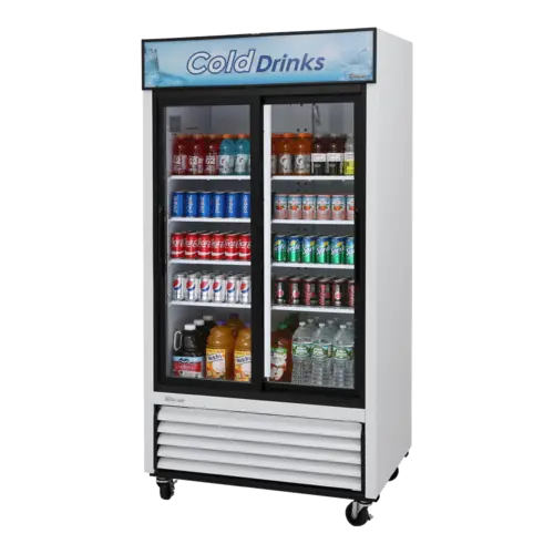 Turbo Air TGM-35R-N 41" TGM Series Two Section Glass Door Merchandiser - (2) Sliding Doors, White, 115v