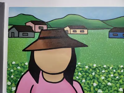 New | in-Stock FalconRestaurantSupply New Walmiru Original Faceless Painting on Canvas - Cotton Pickers 36" x 60" Estate & Personal Property Illinois US | Falcon Restaurant Supply #1376748