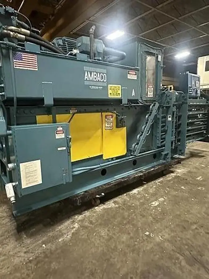 AMERICAN MODEL 12847 HORIZONTAL AUTO-TIE BALER WITH ALLEN BRADLEY CONTROLS 60 HP