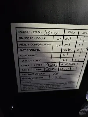 Safeline Metal detector 3” tall by 11-3/4"” wide