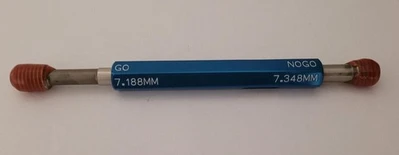 M8 X 1.25 6H BALAX GO & NO GO Thread Plug Gages GO P.D. 7.188 MM & NOGO 7.348 MM