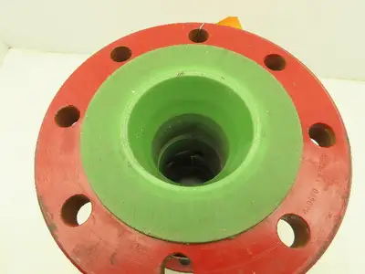 WKM DynaSeal 350 Green Poly Lined 3Pc Chemical Ball Valve 3" Flanged 8-Bolt