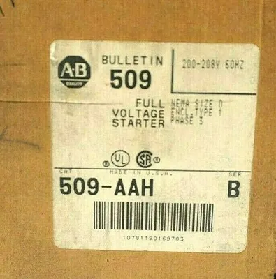 NEW ALLEN BRADLEY 509-AAH FULL VOLTAGE STARTER SER.B 509AAH