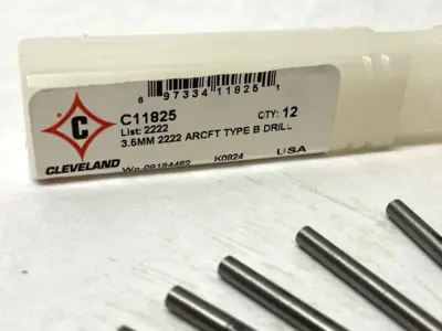 USED CLEVELAND 3.5MM 2222 AIRCRAFT TYPE B DRILL LOT OF 10