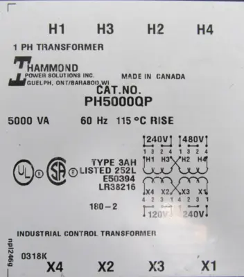 NEW HAMMOND PH5000QP TRANSFORMER 5000VA