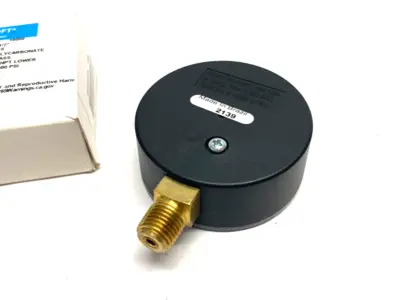 USED ASHCROFT PRESSURE GAUGE 2-1/2" BRASS 0-1000PSI 1/4" NPT