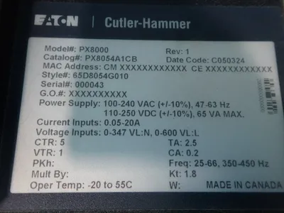 Used EATON PX8000 Power Meters Ohio US | HGR 24 #754852