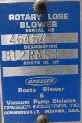 NEW DRESSER ROOTS 812RASJ ROTARY LOBE BLOWER