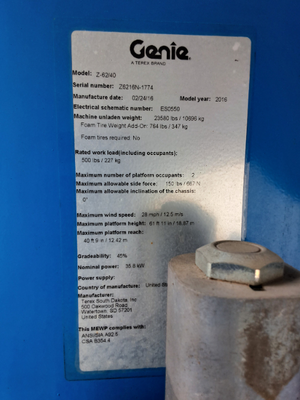 USED 2016 Genie Z-62/40
