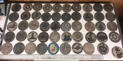 3445-700 Assorted Group Lot of 50 Antique Mixed Master Brocading Templates -Magnesium Metal Material