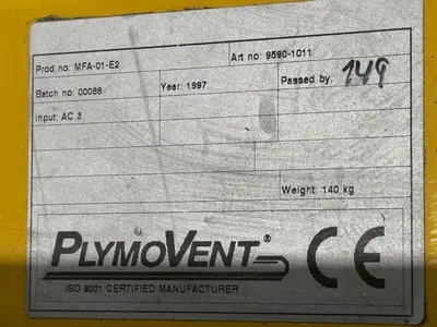 5 HP X 8 CARTRIDGE PLYMOVENT MODEL #MFA-01-E2 DUST COLLECTOR: STOCK #22305