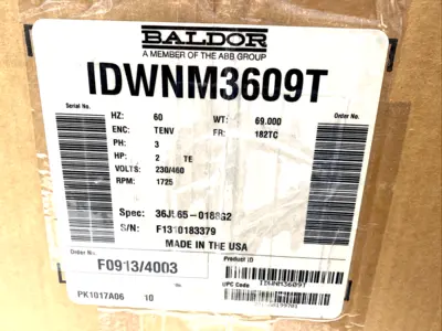 New | in-Stock Baldor IDWNM3609T A.C. Motors Michigan US | Maverick Industrial Sales #1391461