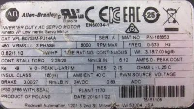 ALLEN BRADLEY VPL-B0753M-PJ14AA SERVO MOTOR VPLB0753MPJ14AA (NEW SURPLUS)