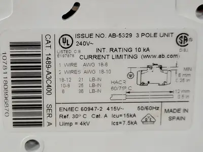 Used ALLEN-BRADLEY 1489-A3C400 Switchgears British Columbia CA | Lenmark #239236