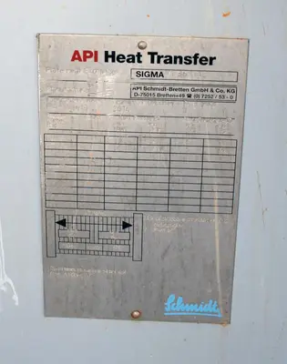 SPC7849  Heat Exchanger 84 sq.ft. API Schmidt plate heat exchanger, Stainless Steel Contact Parts