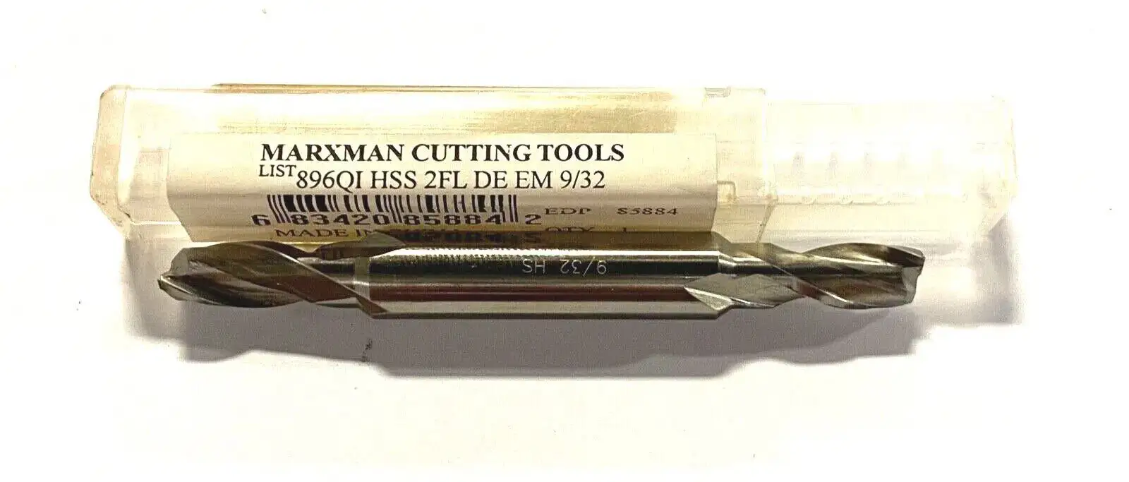 Marxman 9/32" Double End Mill 2 Flute High Speed Steel Center Cutting 85884