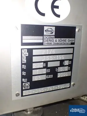 USED DIOSNA 2 Liter Diosna High Shear Mixer, Model P 1/6, S/S