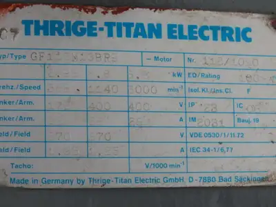 THRIGE-TITAN ELECTRIC GF112M10BR9 DC Motor Blower Fan 8.8kW 400V 3000 RPM 28A