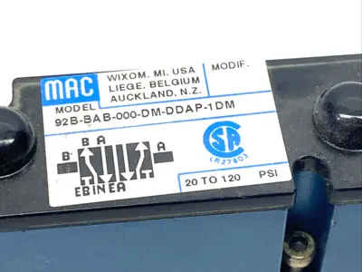 92B-BAB-000-DM-DDAP-1DM | Mac Valves  Solenoid Valve - Used