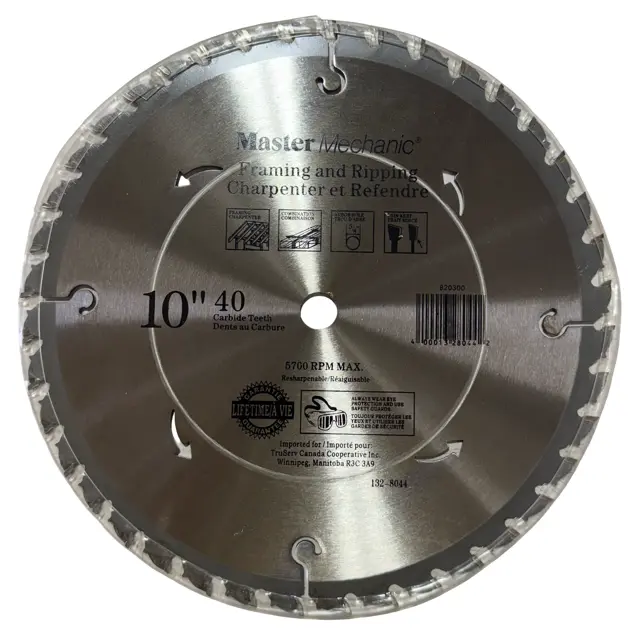 Master Mechanic 10" x 40T Carbide Tipped Circular Saw Blade Framing & Ripping