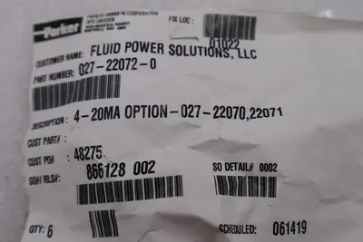 NEW OPEN BOX PARKER 027-22072-0 / 027220720 AMPLIFIER STOCK L-373-A