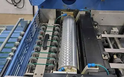 USED 2007 MBO PAPER FOLDER W/ UW UNWINDER, PANEL SHEETER SVC 520C, AND VERTICAL STACKING SVC 520S