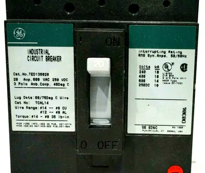 NEW GENERAL ELECTRIC TED136020WLFA CIRCUIT BREAKER TED136020