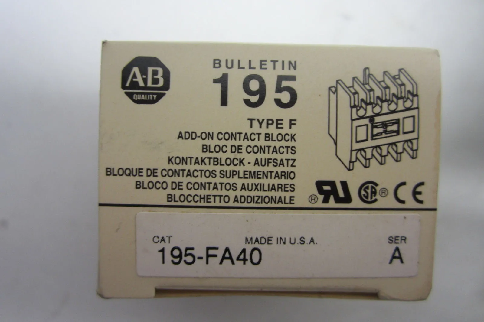 NEW ALLEN BRADLEY 195-FA04 CONTACT BLOCK 195FA04