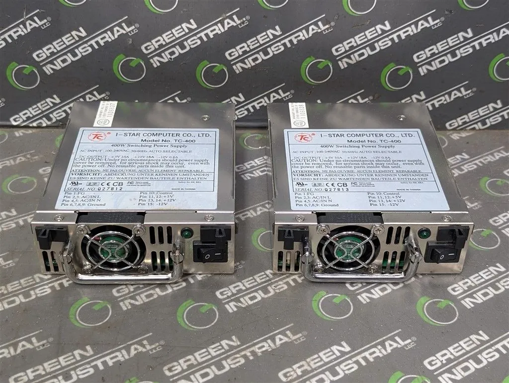 Pair of I-Star Model TC-400 Hot Swap Switching Power Supplies 400W Used