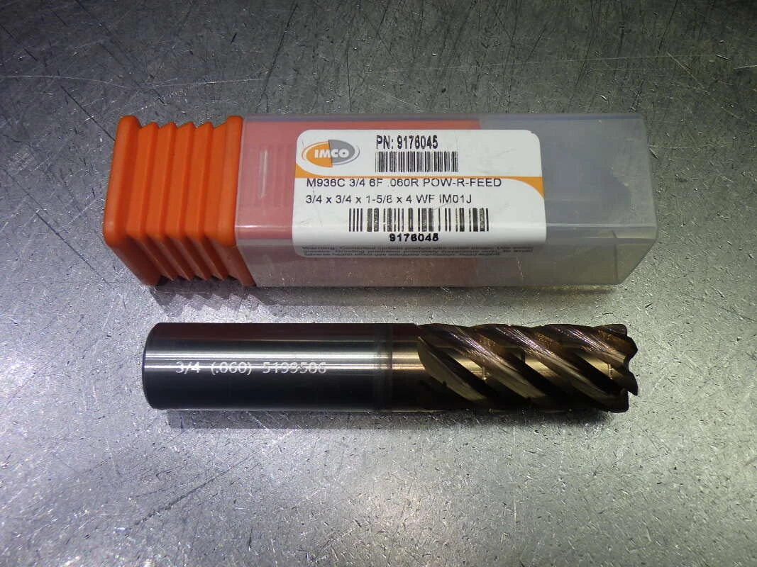 IMCO POW-R-FEED 3/4" 6 Flute Carbide Endmill 3/4" Shank .060"R 9176045 (LOC1228D)