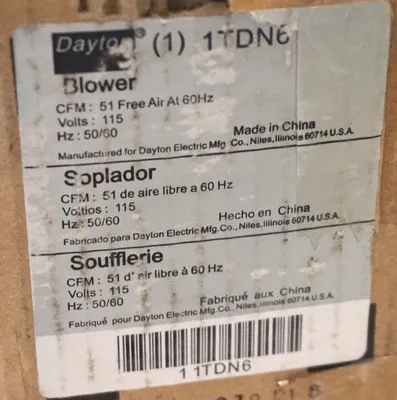 NEW DAYTON 1TDN6 BLOWER 115V, 50/60HZ