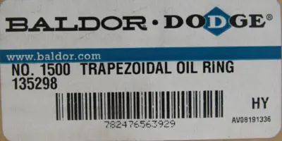NEW BALDOR 135298 NO. 1500 TRAPEZOIDAL OIL RING