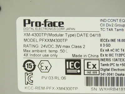 Pro-Face XM-4300TP Operator Control Panel 24VDC Input HDMI LCD Screen