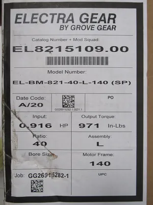 NEW GROVE GEAR EL-BM-821-40-L-140 ALUMINUM WORM GEAR REDUCER 40:1 EL8215109.00