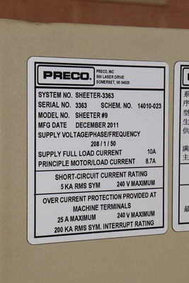 USED PRECO NO. SHEETER #9