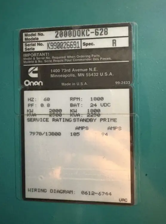 Used CUMMINS 2000DQKC-628 Generators British Columbia CA | Lenmark #277278