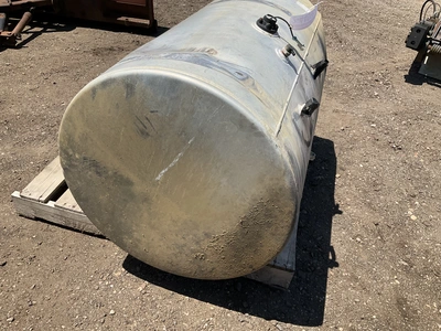Aluminum fuel tank 26”D x 46”L, scattered dents, used