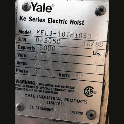 Demag 6,000 lb Electric Hoist