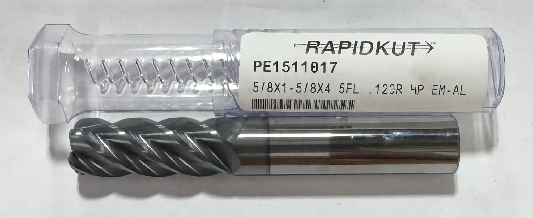 RapidKut 5/8" Carbide End Mill 5 Flute .0120" Radius AlCrN Coated