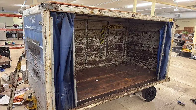 Used Airline Cargo Container with Team USA Graphics and Rolling Base