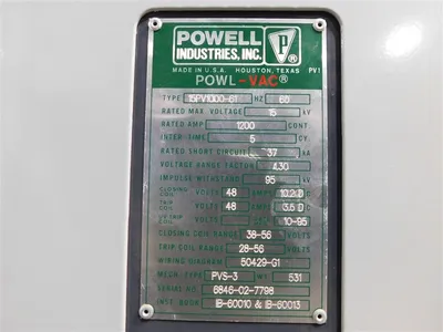 Powell Industries Inc. 15PV1000-61 Vacuum Circuit Breaker 1200A 15kV 37kA Used