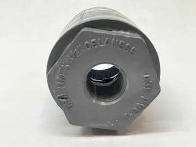 USED CELANESE 1-1/4" X 1/2" REDUCER BUSHING FLUSH STYLE PVC-I NSF 3-3/16" OAL