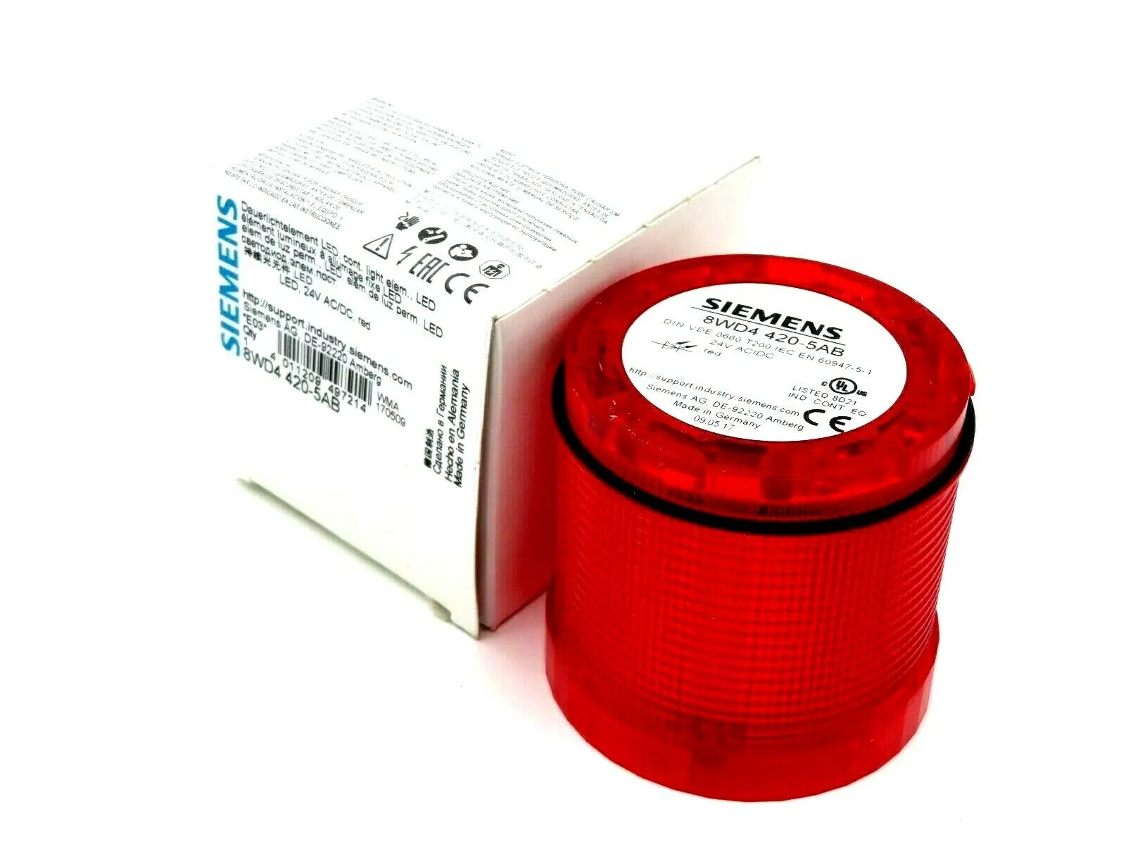 NEW SIEMENS 8WD4 420-5AB SIGNALING COLUMN RED LENS 8WD44205AB