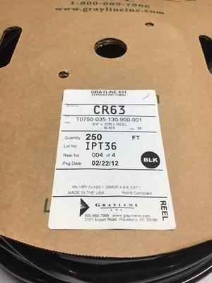 Grayline T0750-035-130-900-001 Extruded PVC Tubing 3/4″ X .035″ Reel Black