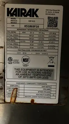 Used Kairak Used 91" Kairak KBP-91S 3 Door Refrigerated Stainless Steel Prep Table - 115V - JJ Food Prep Tables Illinois US | Falcon Restaurant Supply #1373551